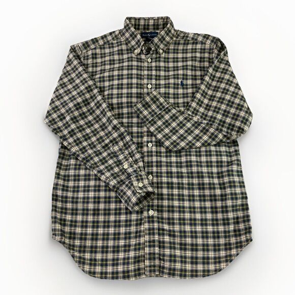 Ralph Lauren Other - Ralph Lauren Boys L Green Blue Plaid Button Down Oxford Long Sleeve Preppy